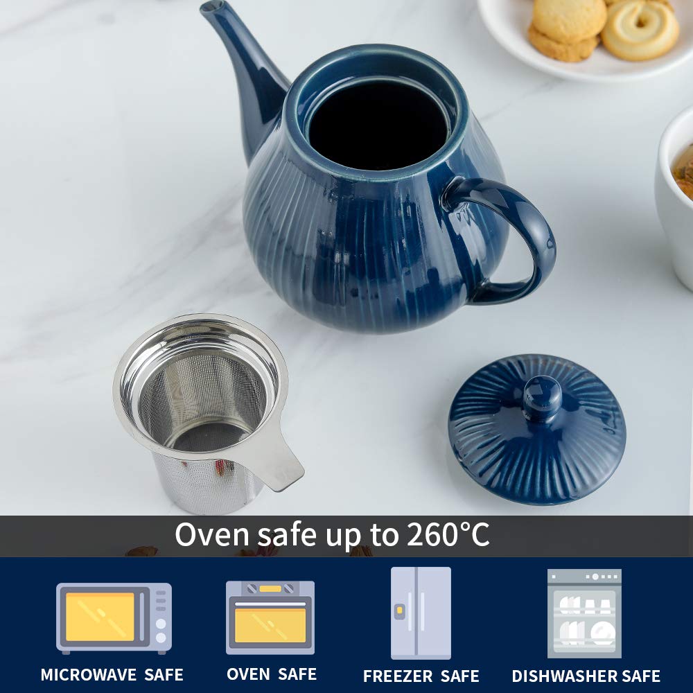 Ronnior Striped Teapot 1L with filter