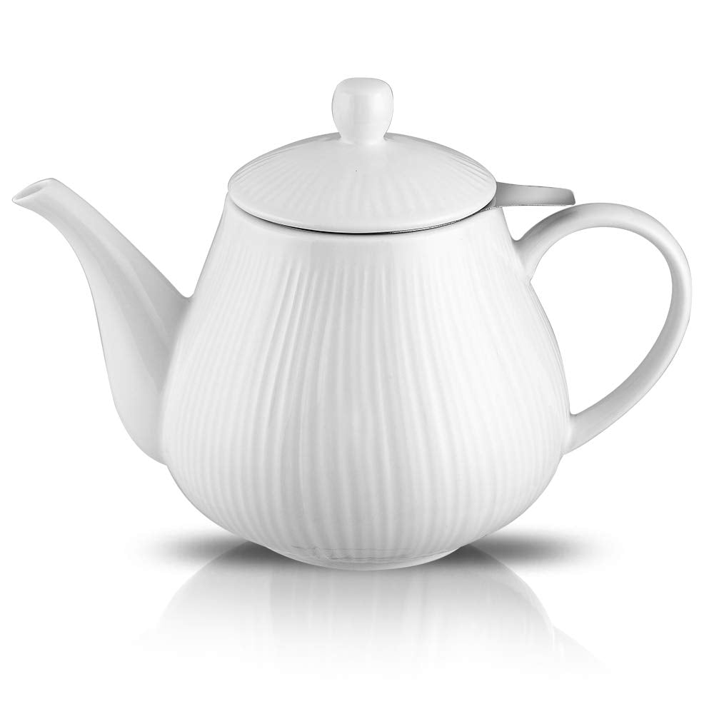Ronnior White Striped Teapot 1L